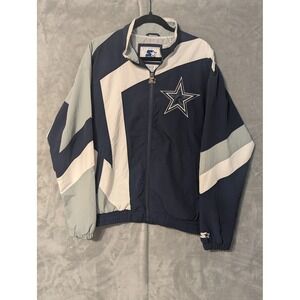 Starter Dallas Cowboys Windbreaker Mens Medium Navy Blue Colorblock Full Zip NFL